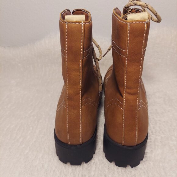 NWOT Jodi Women’s Tan Lace-Up Combat Boot Fall Winter Fashion Size 10 - Picture 7 of 10